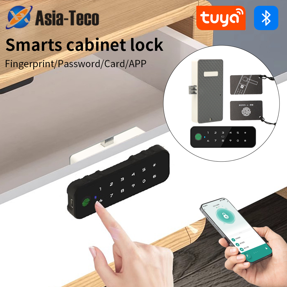 Furniture Hardware Bolts - Tuya Bluetooth スマート木製キャビネット指紋ロックアプリリモコンモニターキーレスカードロック解除ドアロッカー家具引き出し