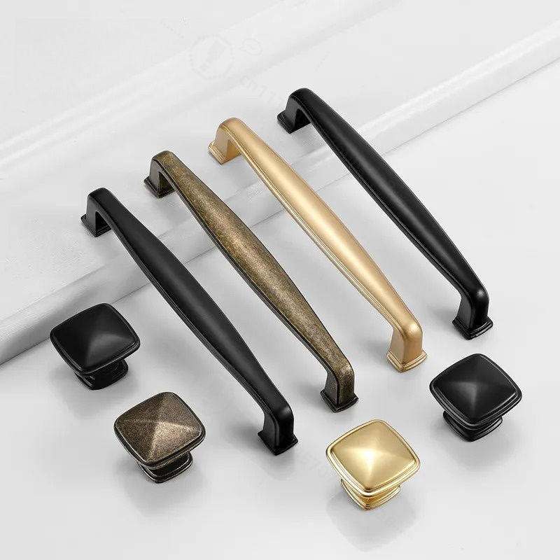 Furniture Hardware Wholesale - Yijia ブラックキャビネットドアハンドルシンプルなワードローブ引き出し亜鉛合金厚みのあるハンドル家具ハードウェアアクセサリー卸売