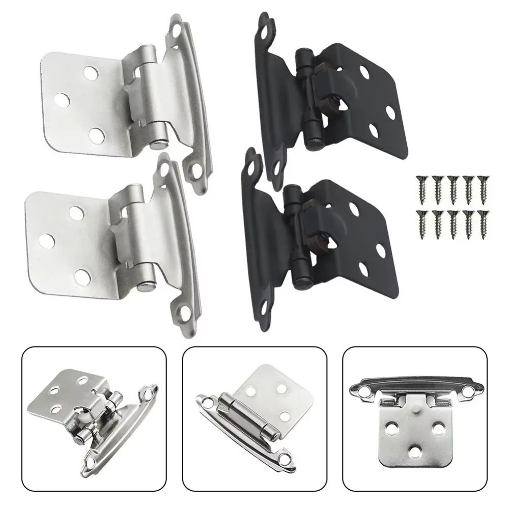 Cabinet Hinge Overlay - 耐久性のあるアメリカ製スプリングヒンジ、ネジ付き鉄製自動閉鎖ヒンジ、オーバーレイマウント、防錆家具キャビネットヒンジ、キッチン用