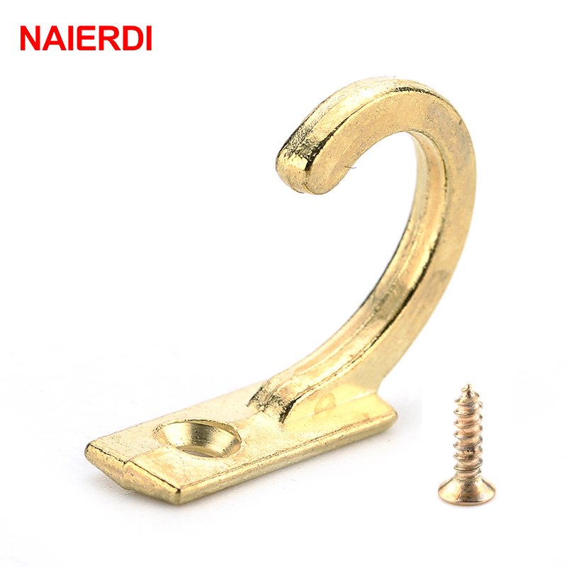 Furniture Hardware Bolts - Naierdi-小さなアンティークウォールフック,10個,湾曲したバックル,木製のジュエリーボックス用のロッククラスプフック,家具ハードウェア