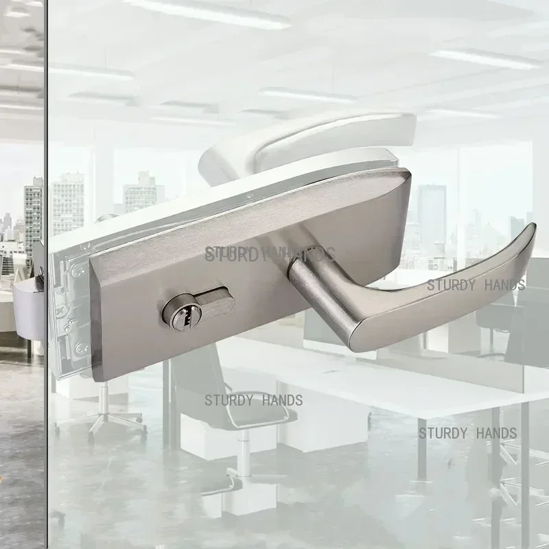 Furniture Hardware Fittings - オフィスガラスドアロック浴室ステンレス鋼ハンドルドアロック寝室バルコニーガラスドアロックセットホームセキュリティハードウェア