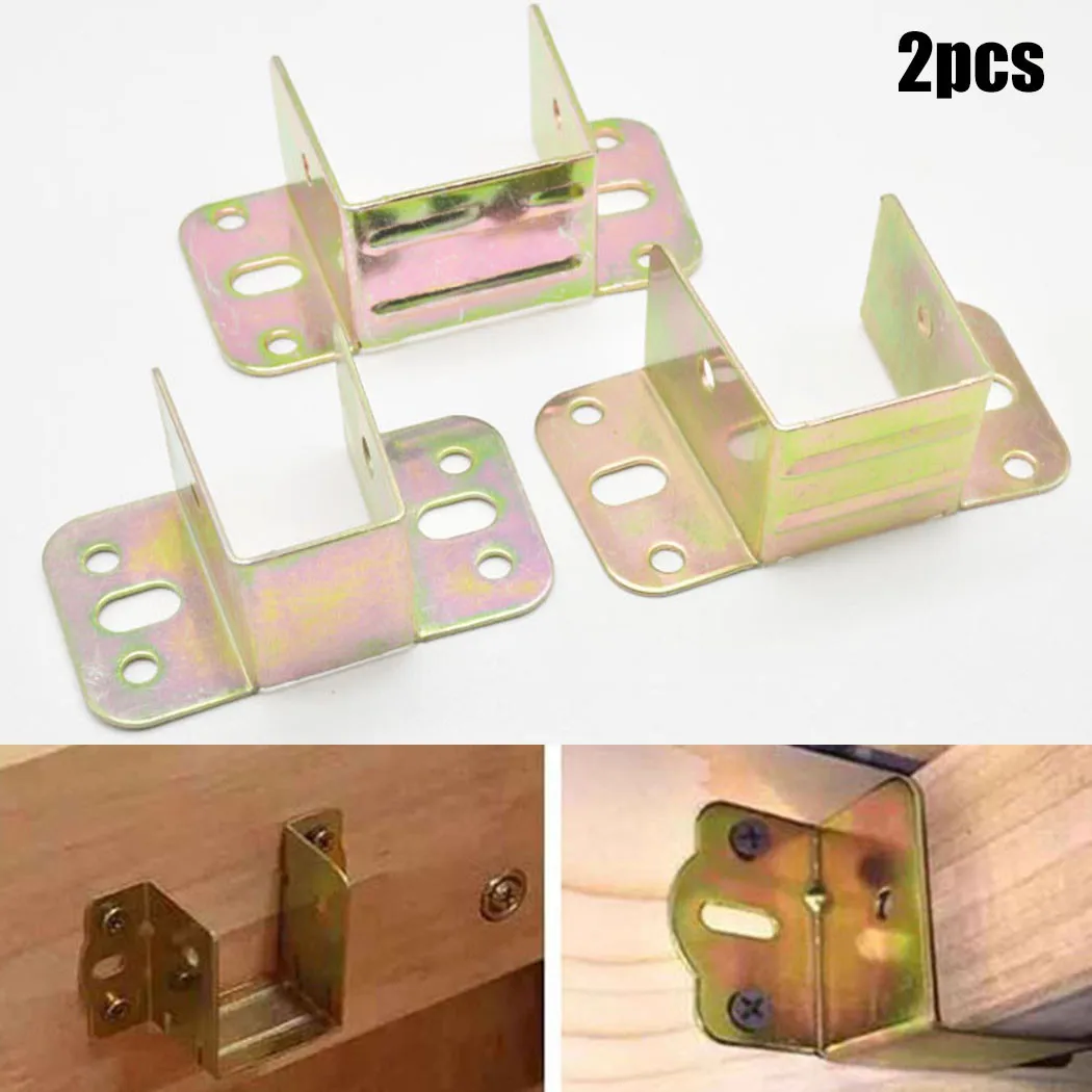 Furniture Hardware For Bed - U字型金属製ベッドブラケット、ヒンジ取り付けコネクタ、ハードウェアロック、固定接続、家具レールフックブラケット、2個