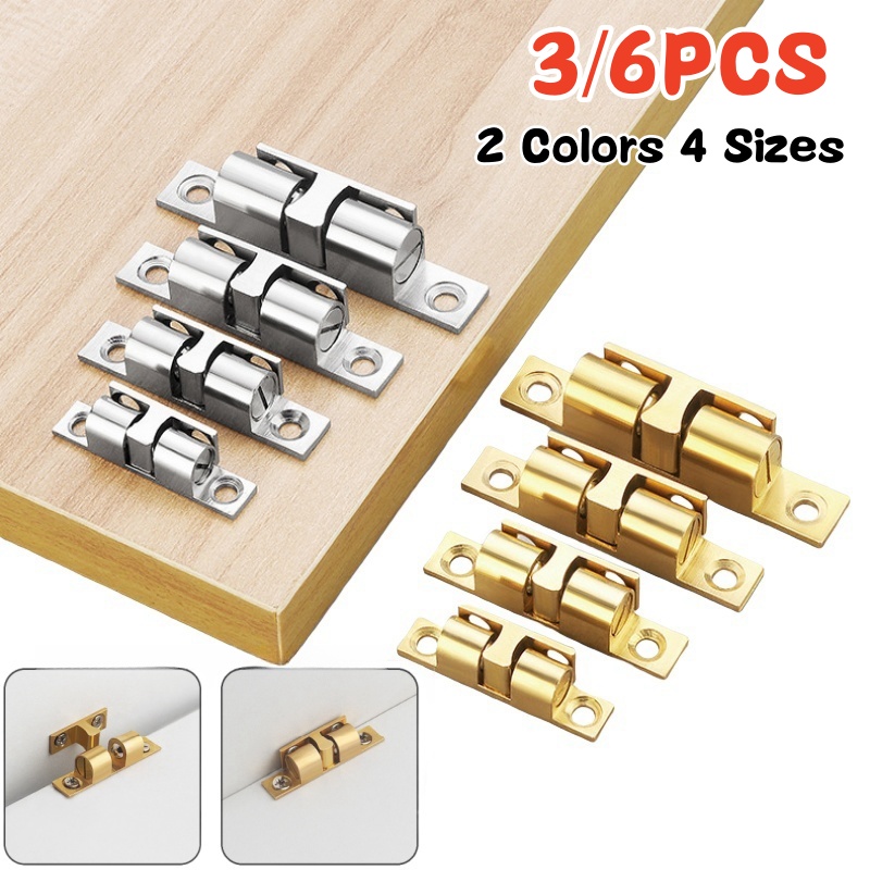 Furniture Hardware Bolts - 3/6 個キャビネットクローゼットドアボールキャッチ、真鍮ダブルローラースプリングボールキャッチラッチ、家具ドアロック、調整可能なテンションラッチ