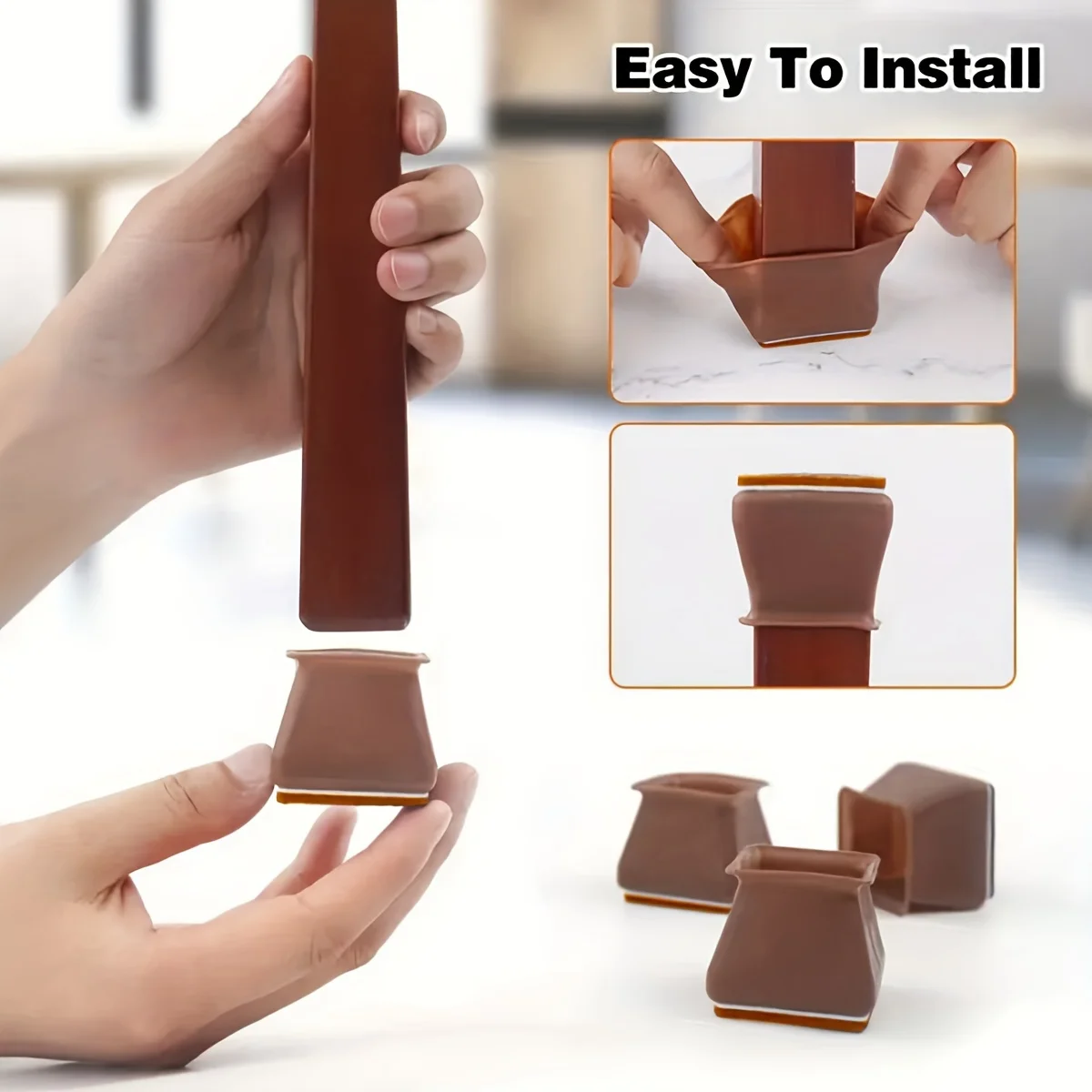 Furniture Foot Pad - シリコンエッジ付き椅子脚カバー、正方形滑り止めフェルトパッド、家庭用家具用保護テーブル＆椅子カバー