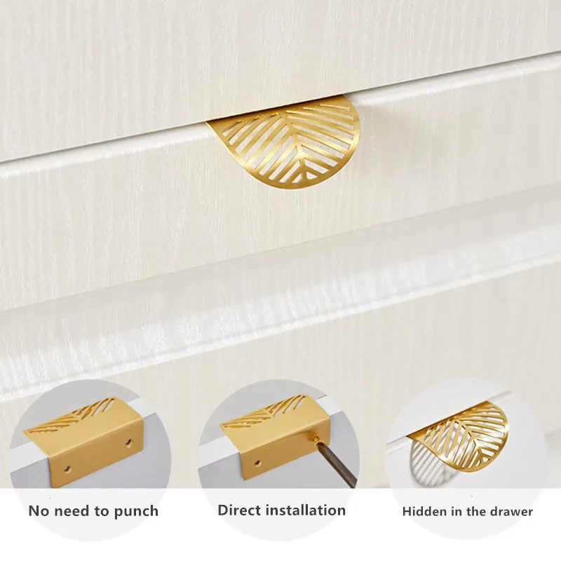 2026年新作リーフ型真鍮製引き出しハンドル モダン家具ワー - Furniture Hardware Wholesale のレビューと価格