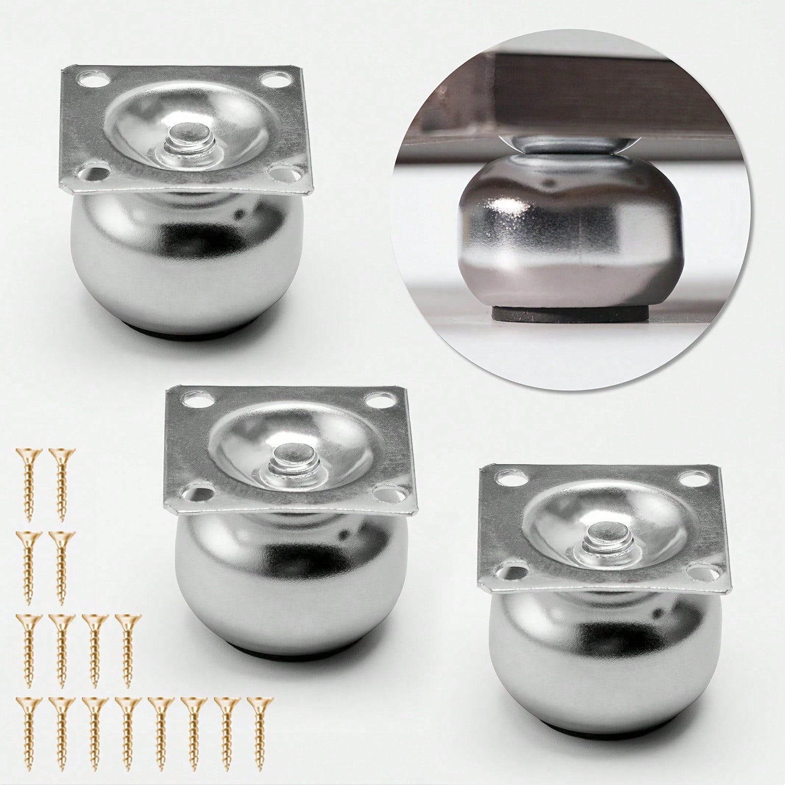 [金属製家具脚4個] 磨き上げられた金属製ミニ丸型ボール家具 - Cabinet Hinge Overlay のレビューと価格
