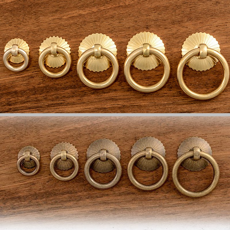 ヴィンテージスタイルの真ちゅう製キャビネットリングノブゴール - Drawer Pull Gold のレビューと価格