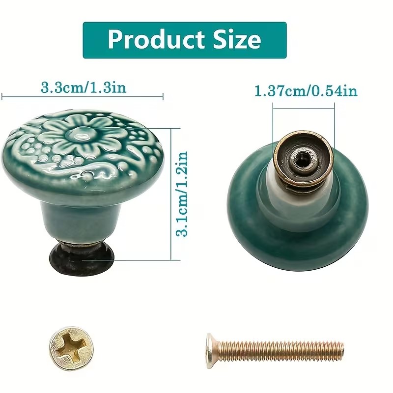 12個のセラミック製キャビネットノブ、花柄デザイン、耐久性の - Furniture Hardware Bolts のレビューと価格