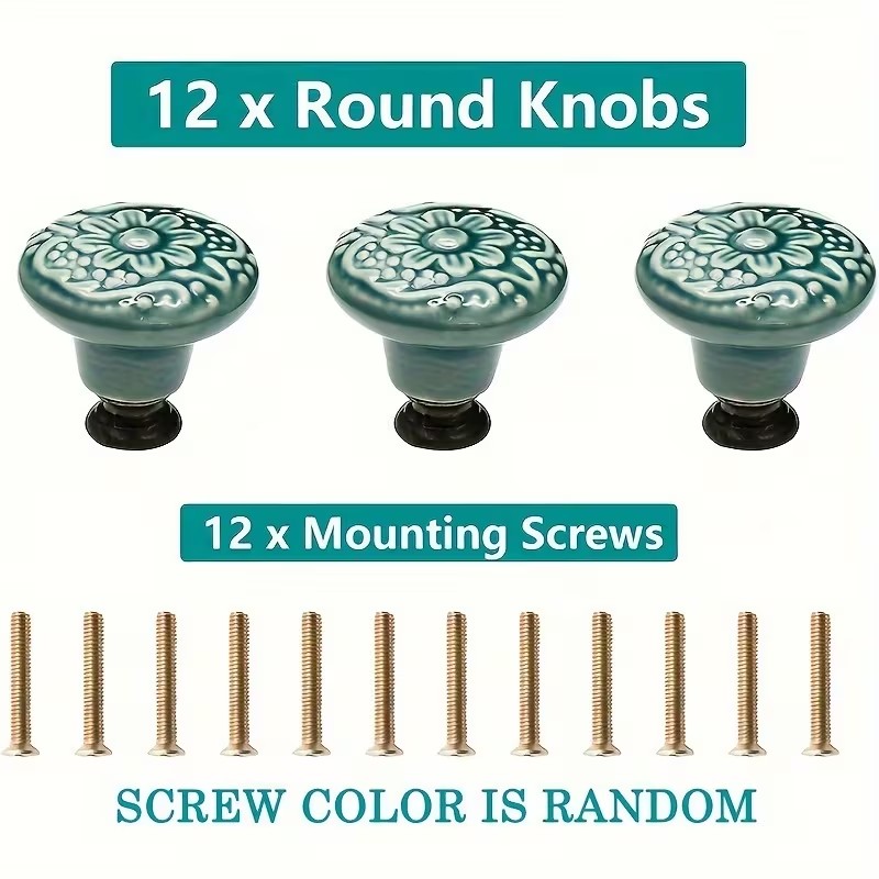 12個のセラミック製キャビネットノブ、花柄デザイン、耐久性の - Furniture Hardware Bolts のレビューと価格