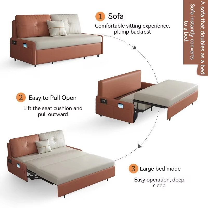 多機能三つ折り反転式ソファベッドフレーム、隠し折りたたみベッ - Furniture Hardware For Bed のレビューと価格