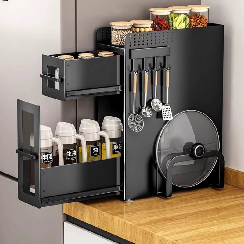 コーナースパイスラック引き出し式オーガナイザー - 大容量キ - Cabinet Hinge Overlay のレビューと価格