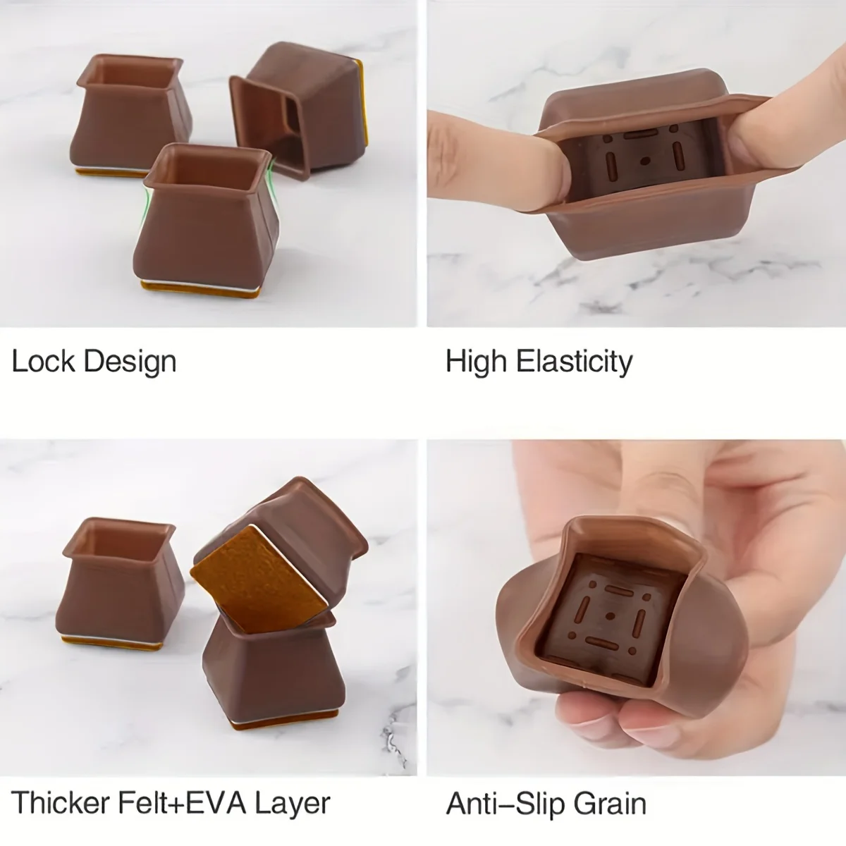 シリコンエッジ付き椅子脚カバー、正方形滑り止めフェルトパッド - Furniture Foot Pad のレビューと価格
